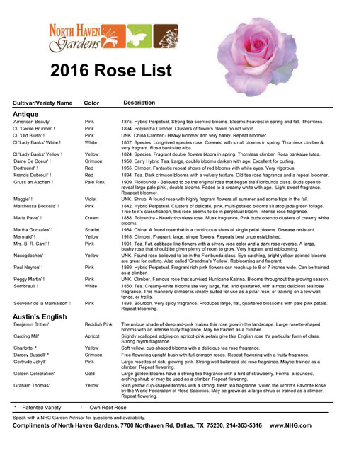 NHG Rose List 2016
