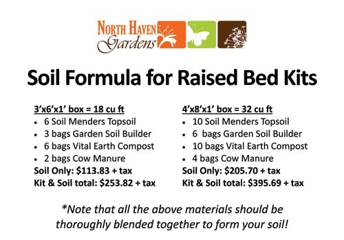 Soil formulla for vegetable beds at North Haven Gardens